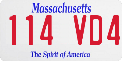 MA license plate 114VD4