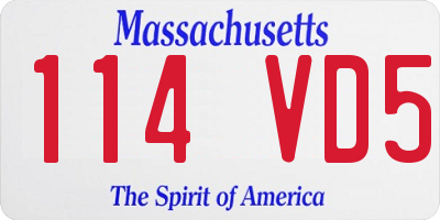 MA license plate 114VD5