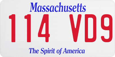 MA license plate 114VD9