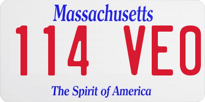 MA license plate 114VE0