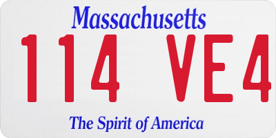 MA license plate 114VE4