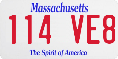 MA license plate 114VE8