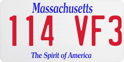 MA license plate 114VF3