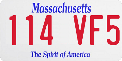 MA license plate 114VF5