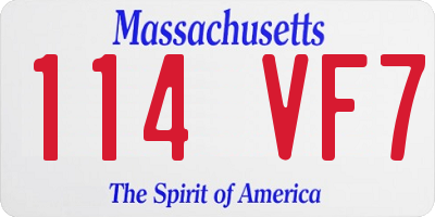 MA license plate 114VF7