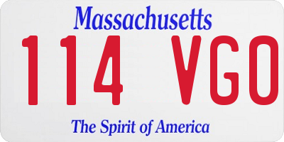 MA license plate 114VG0