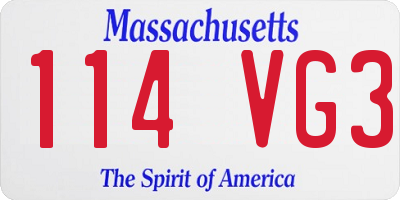 MA license plate 114VG3