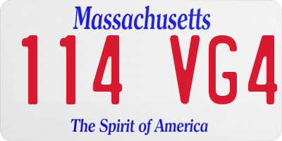 MA license plate 114VG4