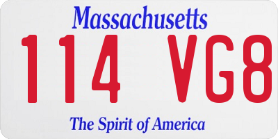 MA license plate 114VG8