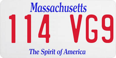 MA license plate 114VG9