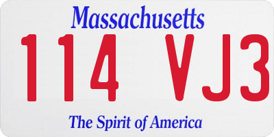 MA license plate 114VJ3
