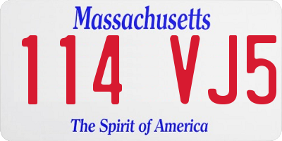 MA license plate 114VJ5