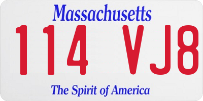 MA license plate 114VJ8