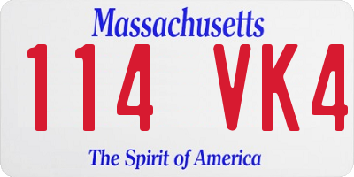 MA license plate 114VK4