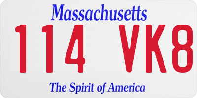 MA license plate 114VK8