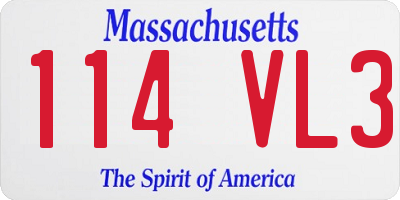 MA license plate 114VL3