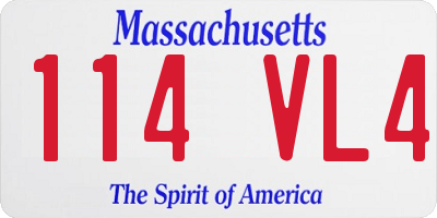 MA license plate 114VL4