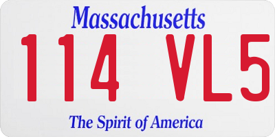 MA license plate 114VL5