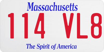 MA license plate 114VL8
