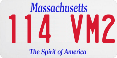 MA license plate 114VM2