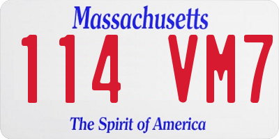 MA license plate 114VM7