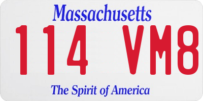 MA license plate 114VM8