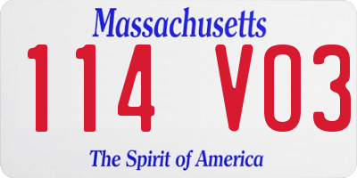 MA license plate 114VO3