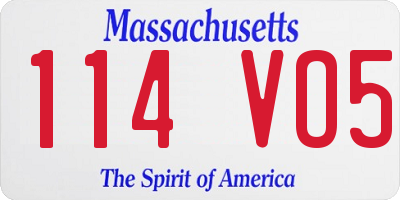 MA license plate 114VO5