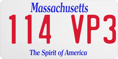 MA license plate 114VP3