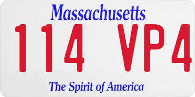 MA license plate 114VP4