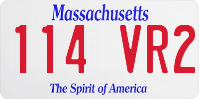 MA license plate 114VR2