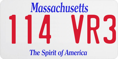 MA license plate 114VR3