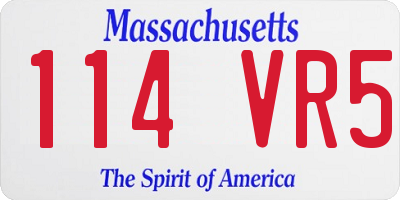 MA license plate 114VR5
