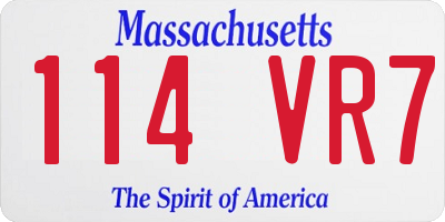 MA license plate 114VR7