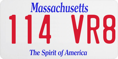 MA license plate 114VR8
