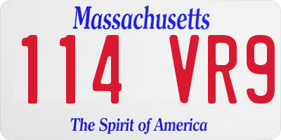 MA license plate 114VR9