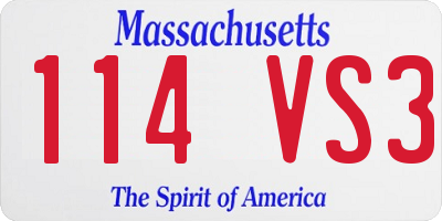 MA license plate 114VS3