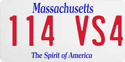 MA license plate 114VS4