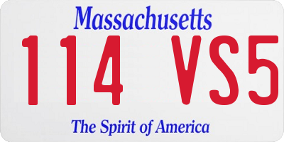 MA license plate 114VS5