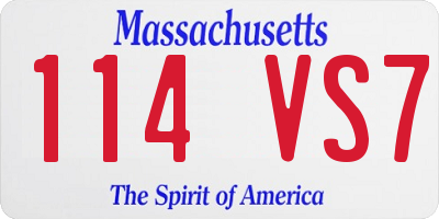 MA license plate 114VS7