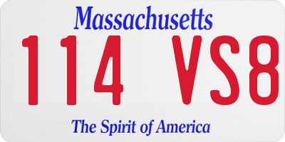 MA license plate 114VS8