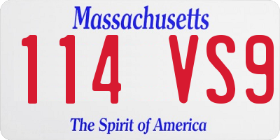 MA license plate 114VS9
