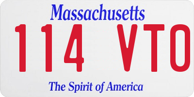 MA license plate 114VT0