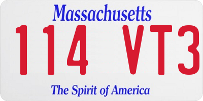 MA license plate 114VT3