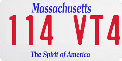MA license plate 114VT4