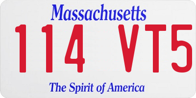 MA license plate 114VT5