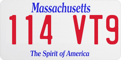 MA license plate 114VT9