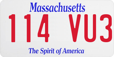 MA license plate 114VU3