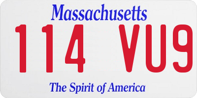 MA license plate 114VU9