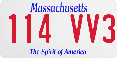 MA license plate 114VV3